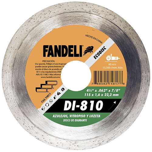 DISCO FANDELI DIAMANTE ECO DI-810/74817 DE 4 1/2" RIN CONTINUO 115x1.6x22.20mm