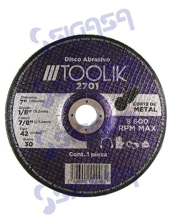 DISCO TOOLIK 2701 CORTE METAL 7"x1/8x7/8 (2008)