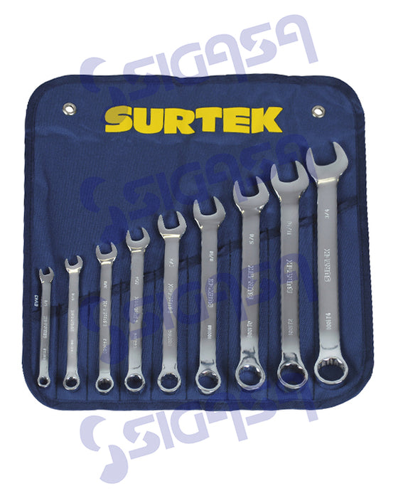 JGO SURTEK 100552 C/9 LLAVES COMBINADA STD EN ESTUCHE