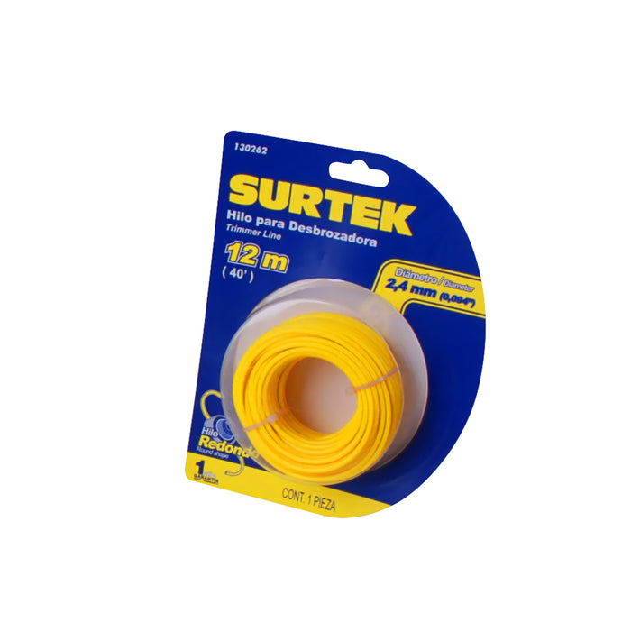 nylon surtek 130262 amarillo 2.4mm/12mt p/desbrozadora - SIGASA