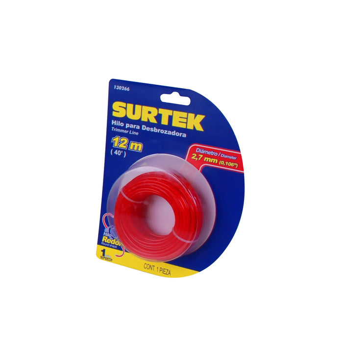 nylon surtek 130266 rojo 2.7mm/12mt p/desbrozadora - SIGASA