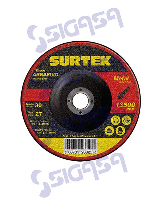 DISCO SURTEK 123326 (PVL) ABRASIVO 7"x1/8 CORTE METAL (2008)