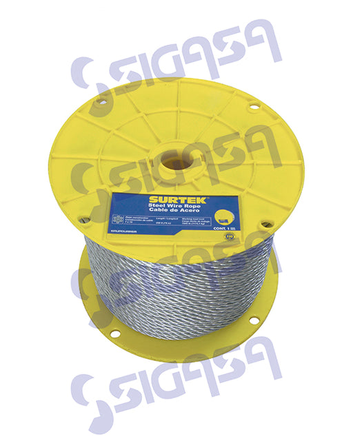 cable acero surtek cap114 c/forro rollo c/76mt/7x7/771kg - SIGASA