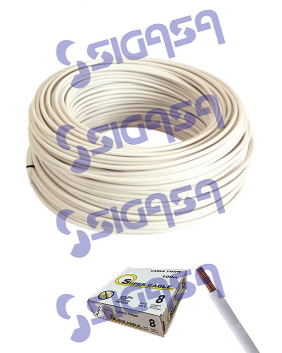 CABLE SUPERCABLE THHN #  8 BLANCO (ROLLO 100 MTS)