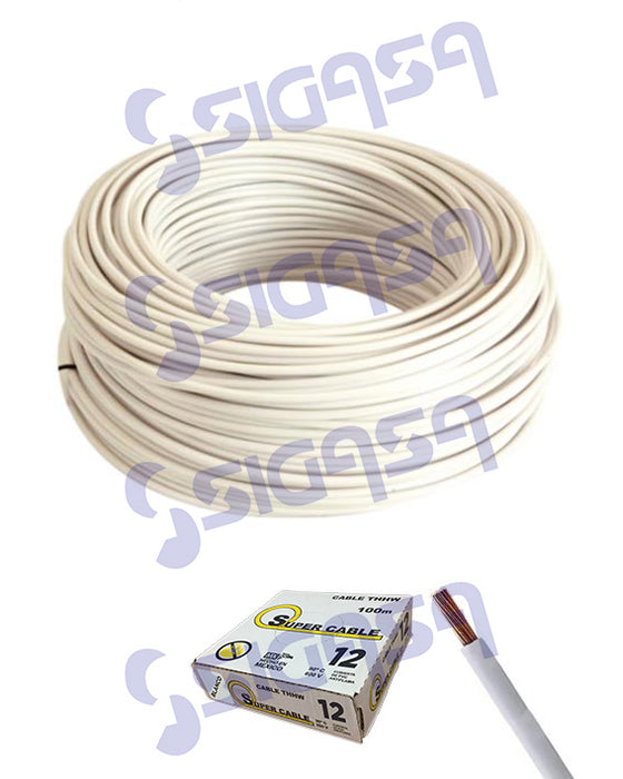 CABLE SUPERCABLE THHN # 12 BLANCO (ROLLO 100 MTS)