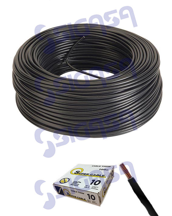 CABLE SUPERCABLE THHN # 10 NEGRO (ROLLO 100 MTS)