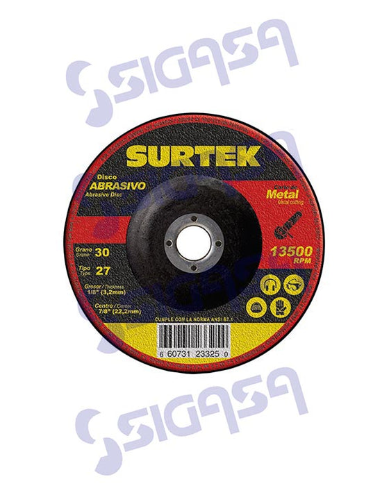 DISCO SURTEK 123325 (PVL) ABRASIVO 4-1/2"x1/8 CORTE METAL (2006)