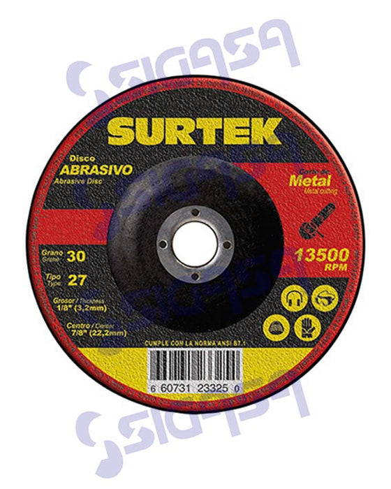 DISCO SURTEK 123327 (PVL) ABRASIVO 9"x1/8 CORTE METAL (2010)