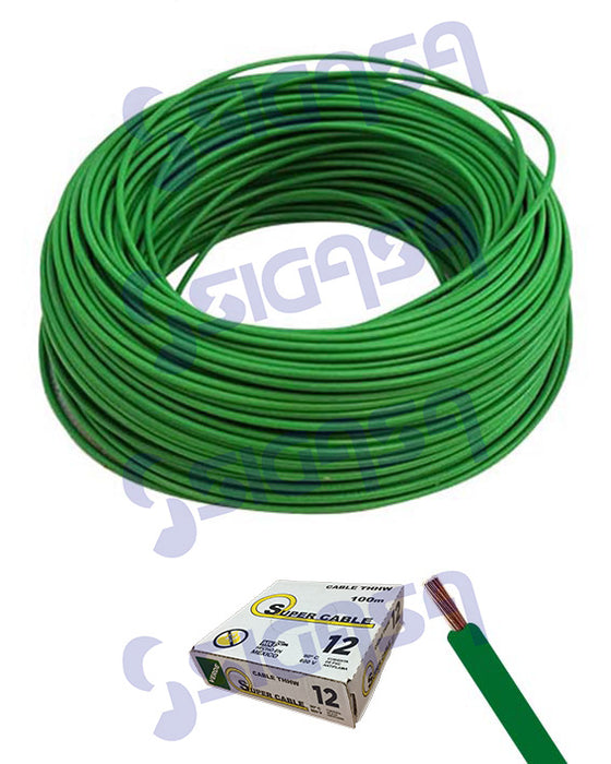 CABLE SUPERCABLE THHN # 12 VERDE (ROLLO 100 MTS)