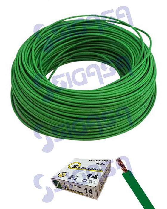 CABLE SUPERCABLE THHN # 14 VERDE (ROLLO 100 MTS)