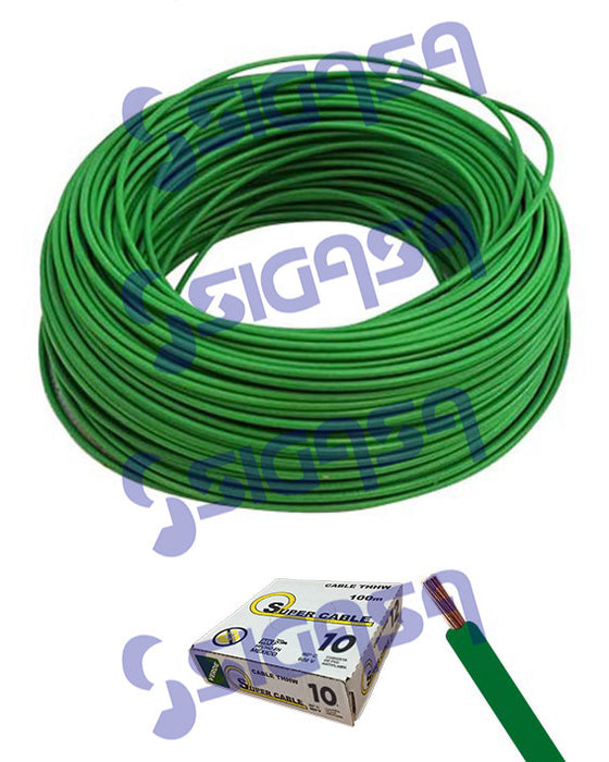 CABLE SUPERCABLE THHN # 10 VERDE (ROLLO 100 MTS)