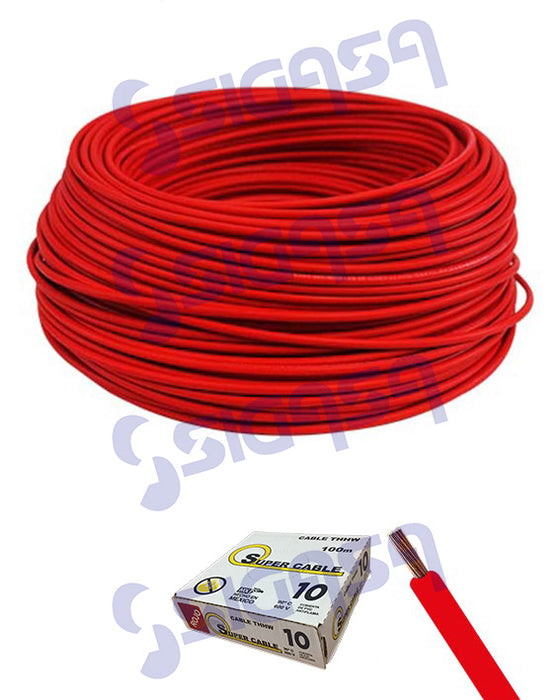 CABLE SUPERCABLE THHN # 10 ROJO (ROLLO 100 MTS)